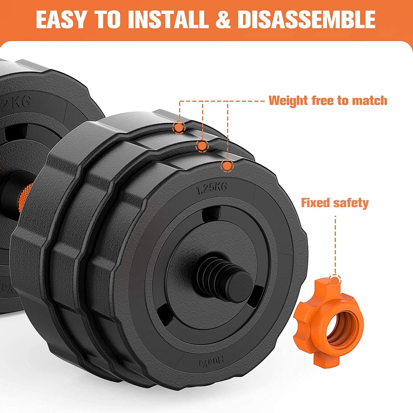 Adjustable Weights Dumbbells Set with Connecting Rod