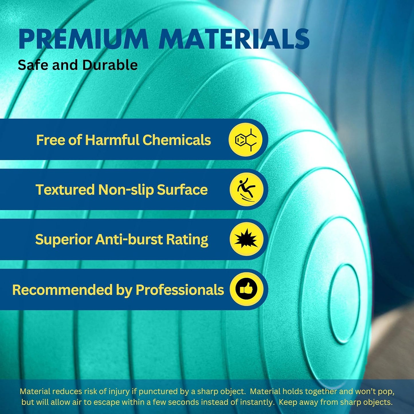 Yoga Ball - Fresh Colors Exercise Ball for Stability, Pregnancy, Workout & Physical Therapy