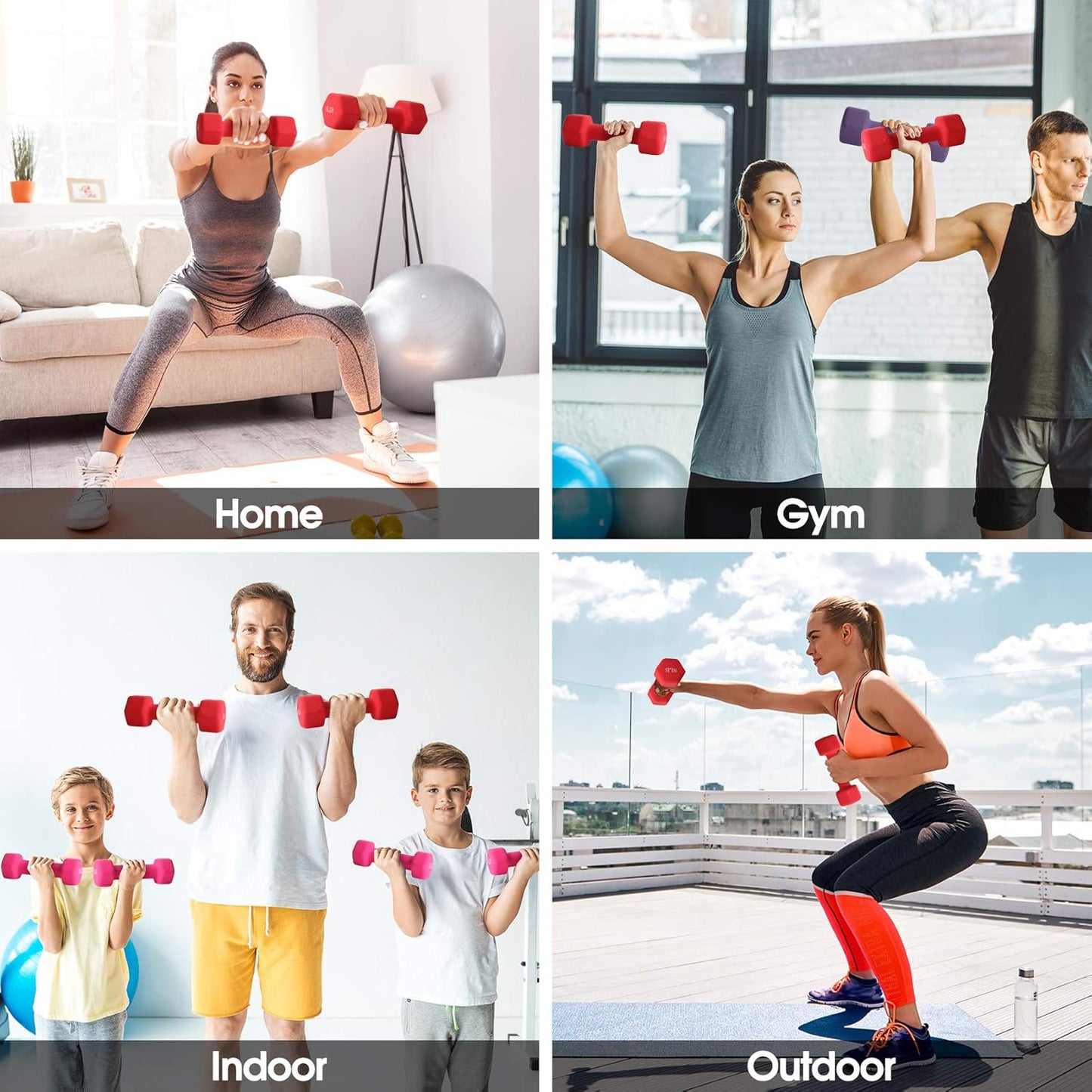 Dumbbell Set, 8Lb Pair Neoprene Coated Iron Dumbbells