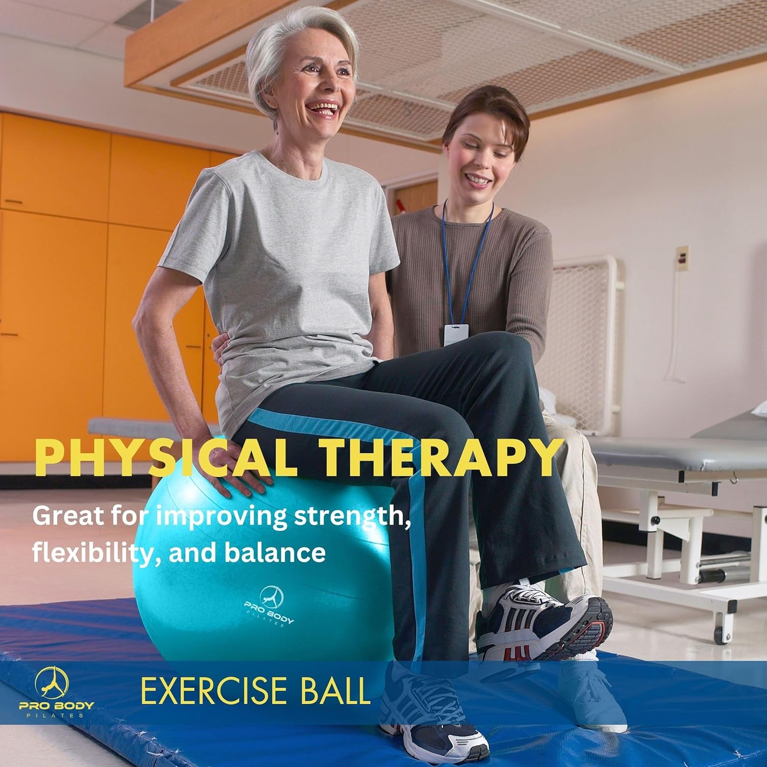 Yoga Ball - Fresh Colors Exercise Ball for Stability, Pregnancy, Workout & Physical Therapy