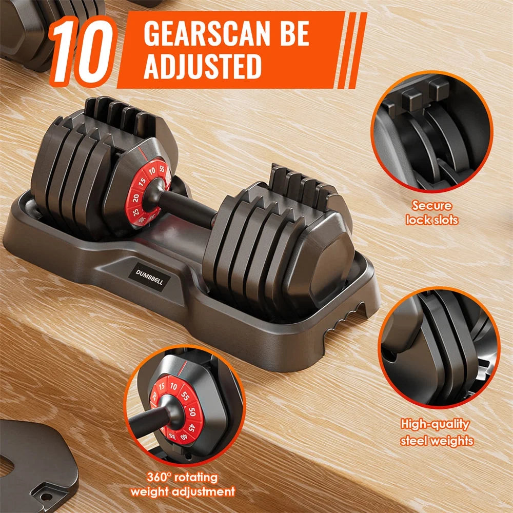 Adjustable Dumbbell Set, 10 in 1 Free Dumbbell