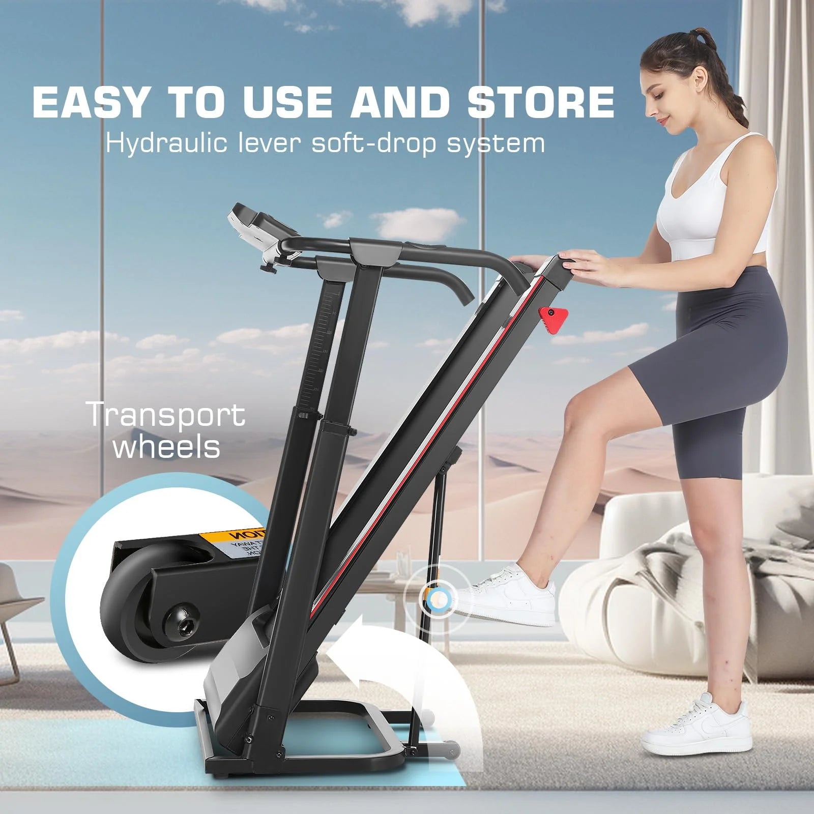 Folding Treadmill with Removable Desk