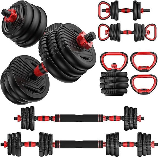 Adjustable Dumbbell Set 60 Lbs, 4-In-1 Weights Set