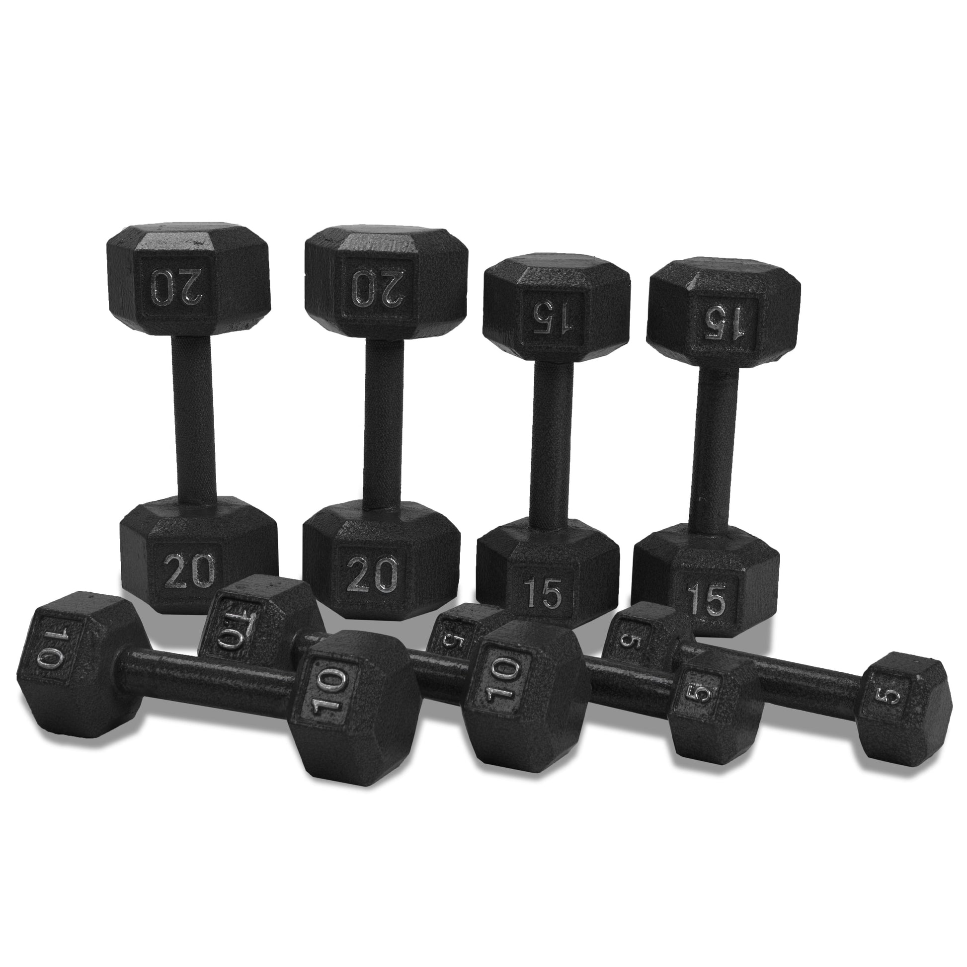 Barbell 100 Lb Cast Iron Hex Dumbbell Weight Set with Rack