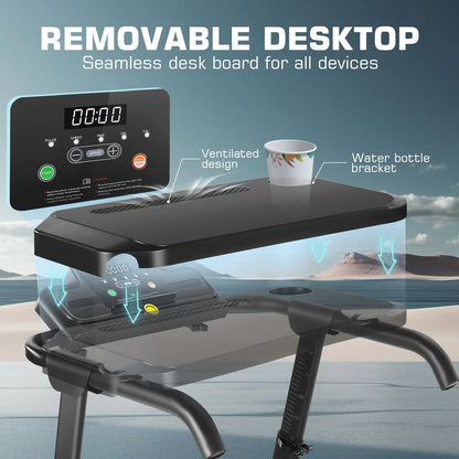 Folding Treadmill with Removable Desk