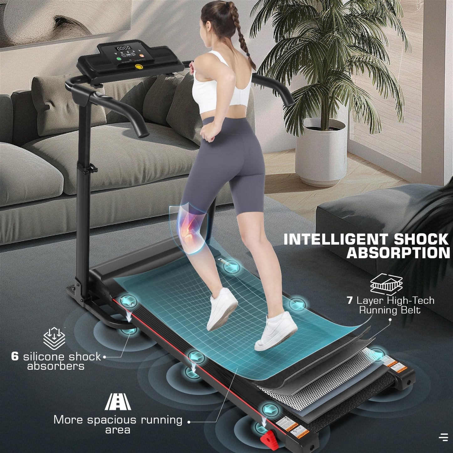 Folding Treadmill with Removable Desk