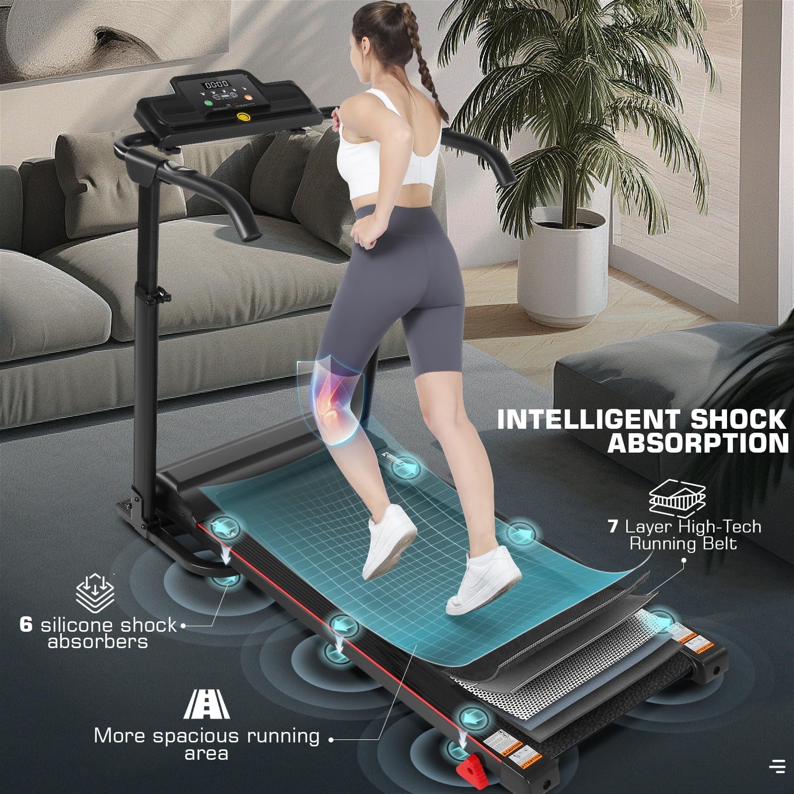 Folding Treadmill with Removable Desk