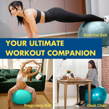 Yoga Ball - Fresh Colors Exercise Ball for Stability, Pregnancy, Workout & Physical Therapy