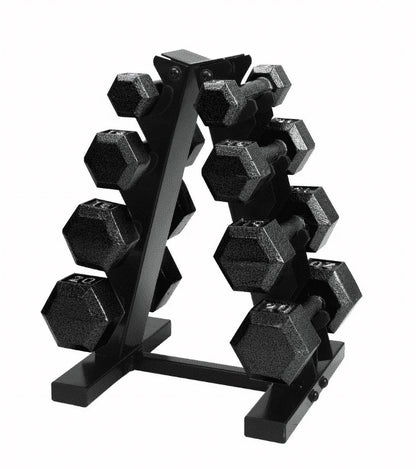 Barbell 100 Lb Cast Iron Hex Dumbbell Weight Set with Rack
