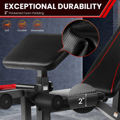 900LBS Olympic Weight Bench Set with Squat Rack, Preacher Curl, Leg Extension