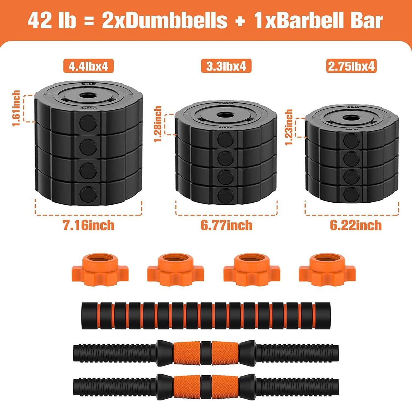 Adjustable Weights Dumbbells Set with Connecting Rod