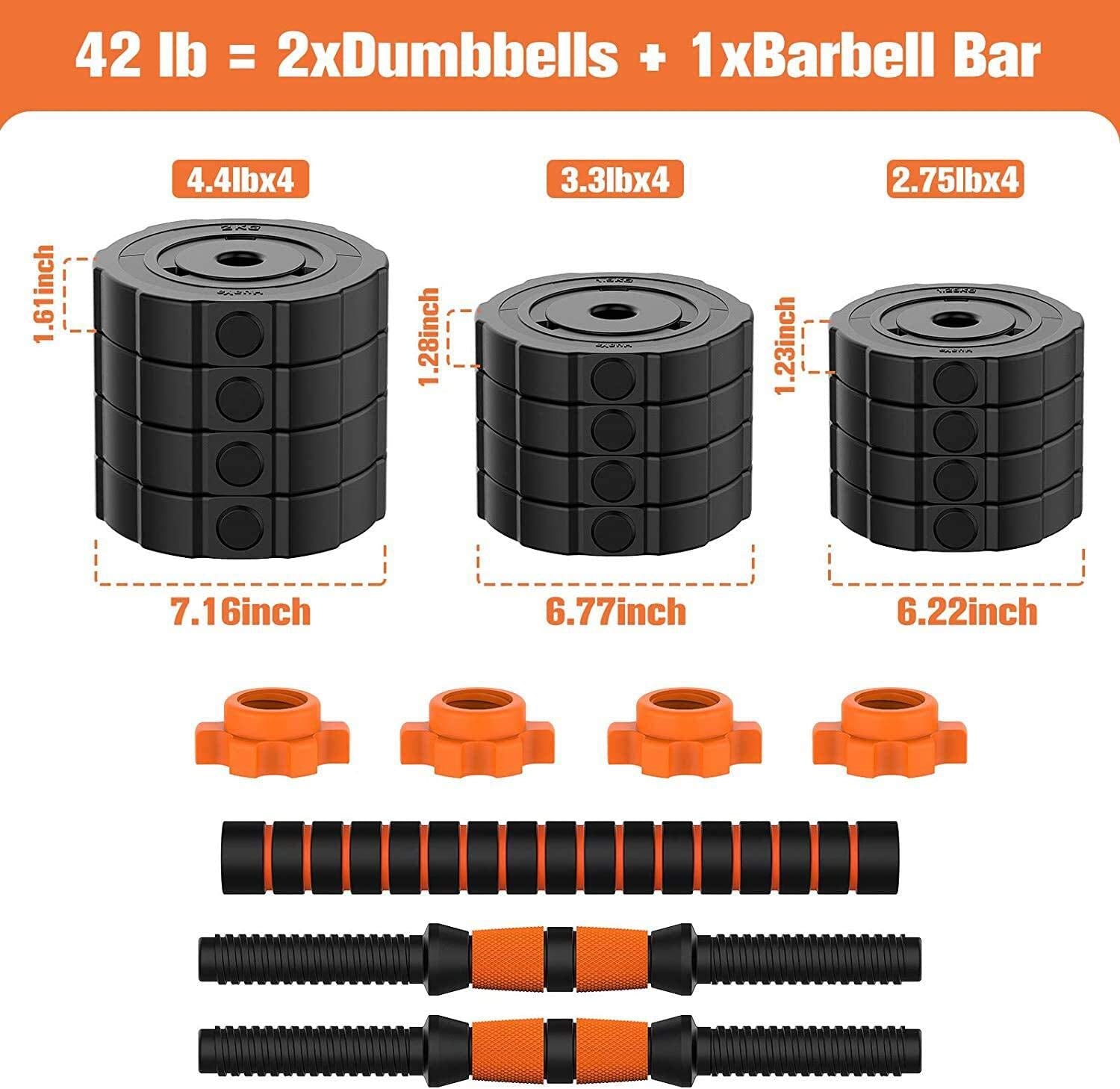 Adjustable Weights Dumbbells Set with Connecting Rod