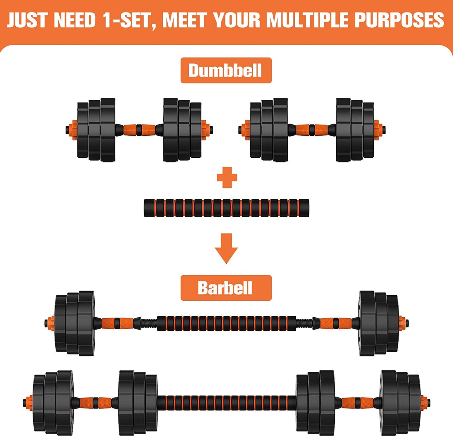 Adjustable Weights Dumbbells Set with Connecting Rod