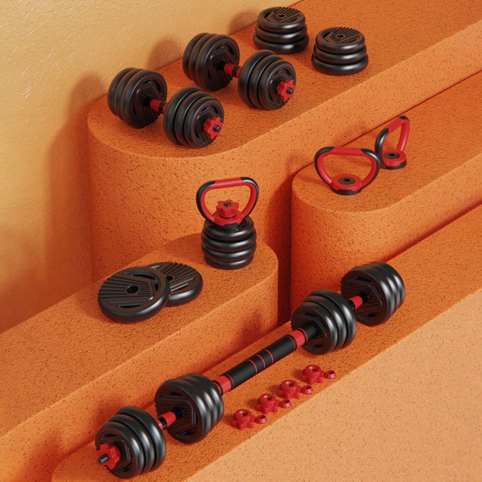 Adjustable Dumbbell Set 60 Lbs, 4-In-1 Weights Set