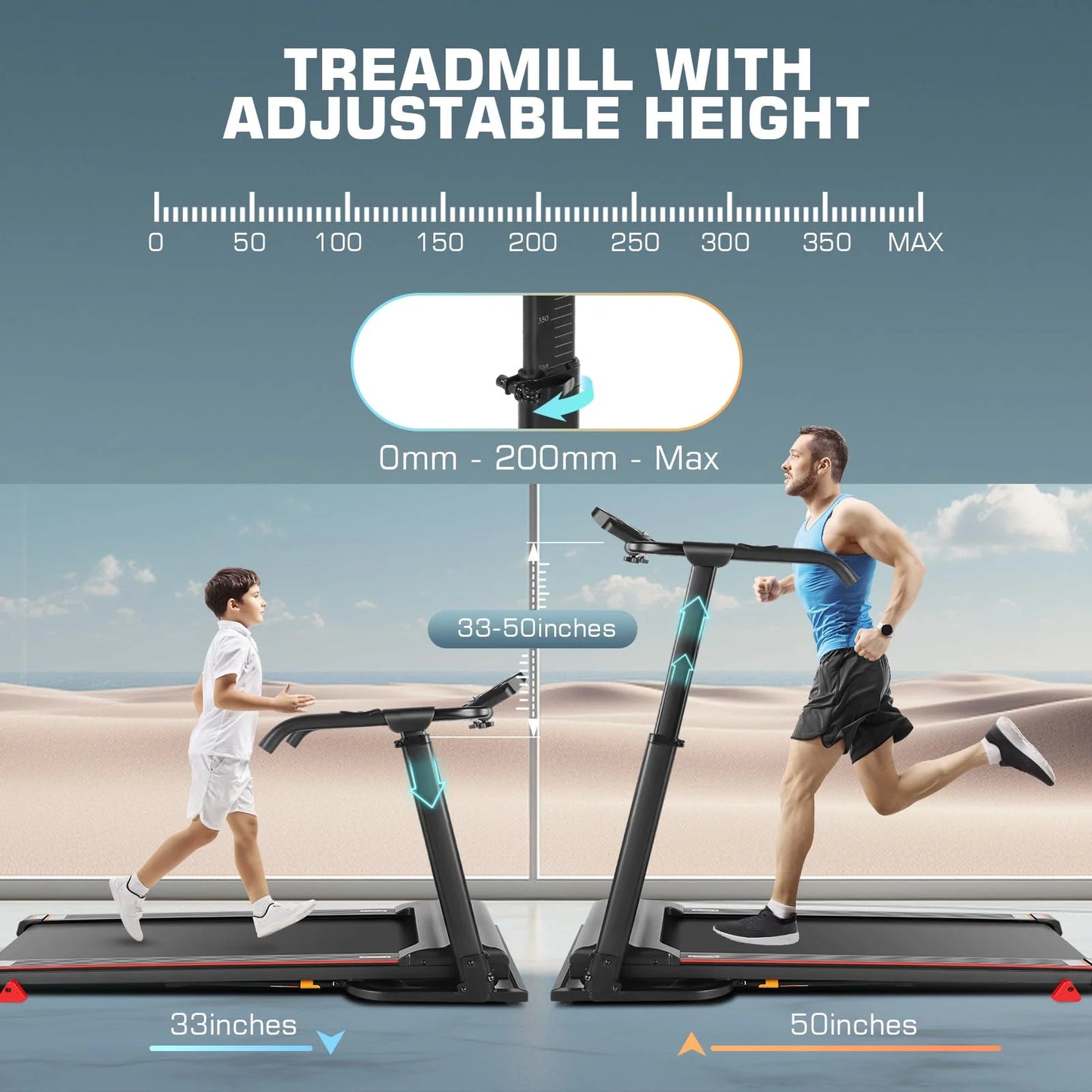 Folding Treadmill with Removable Desk